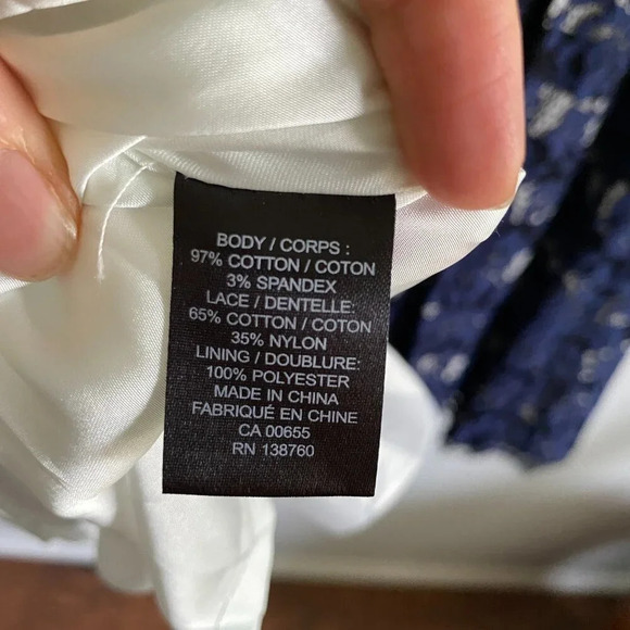 NWT RW&Co Cotton Blend Nautical Lace Striped Navy & White Cocktail Dress Size 6 - Picture 8 of 12